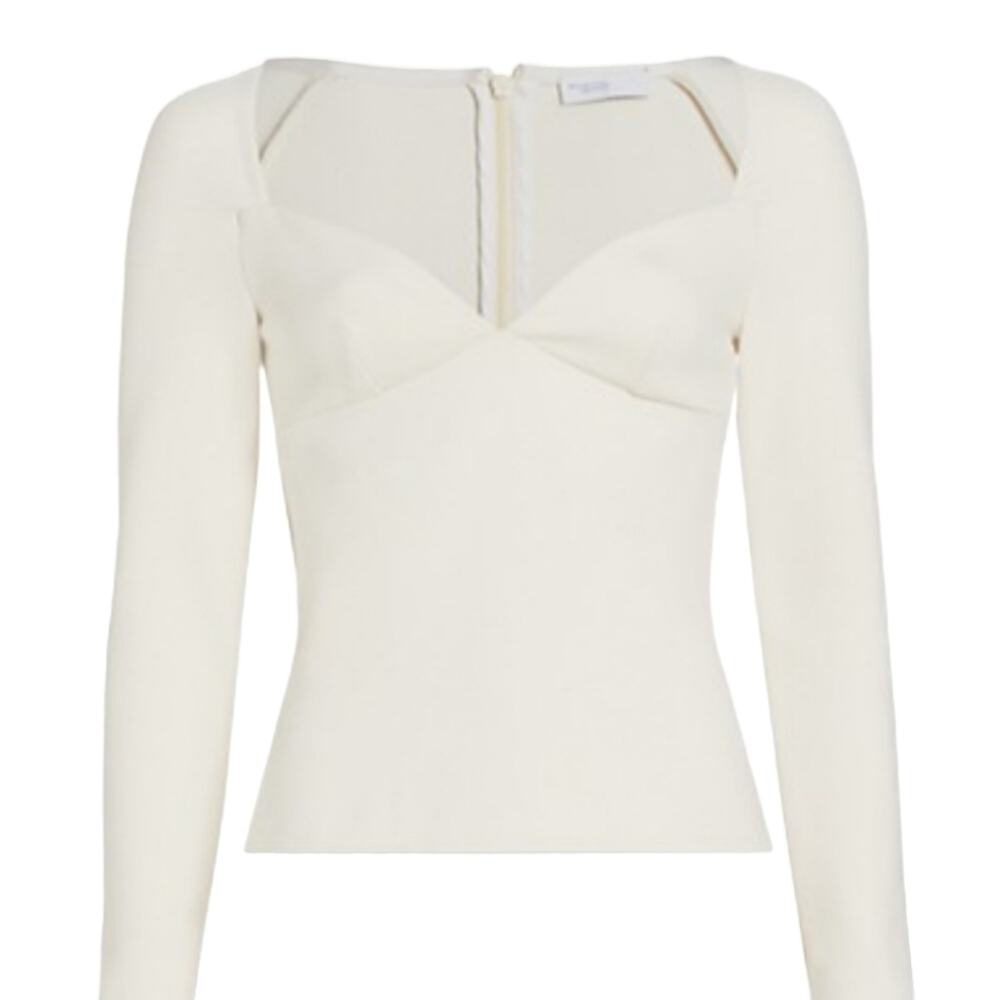 Rosetta Getty Parchment Ivory Scuba Sweetheart Neck Top Size Large NWT $695 - Picture 4 of 16